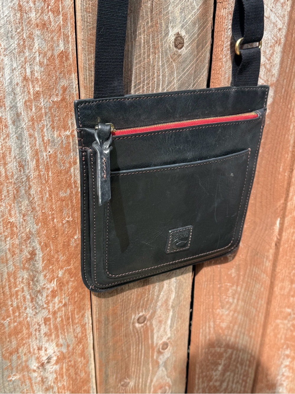 Black Leather Crossbody Bag with Adjustable Strap - Picture 3 of 7